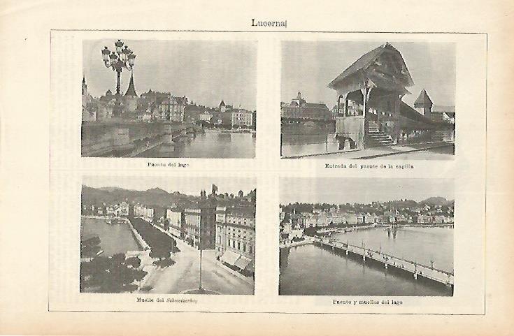 LAMINA ESPASA 1830: Puentes de Lucerna Suiza