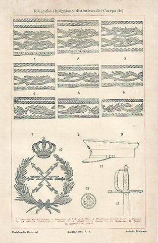LAMINA ESPASA 2705: Insignias del Cuerpo de Telegrafos