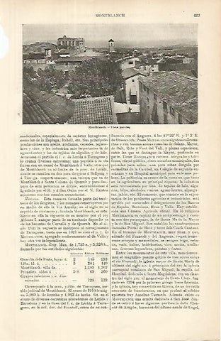 LAMINA ESPASA 8604: Vista parcial de Montblanch Tarragona