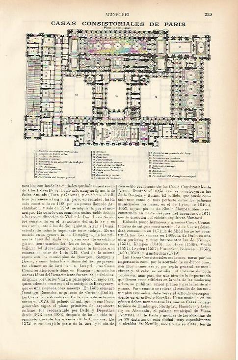 LAMINA ESPASA 11489: Planta del Ayuntamiento de Paris
