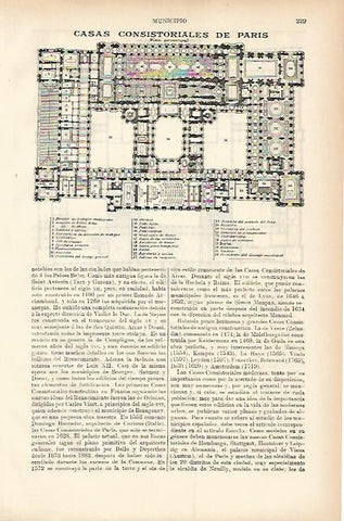 LAMINA ESPASA 11489: Planta del Ayuntamiento de Paris