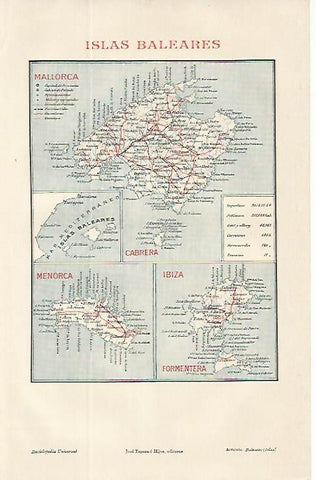 LAMINA ESPASA 9702: Mapa de las Islas Baleares