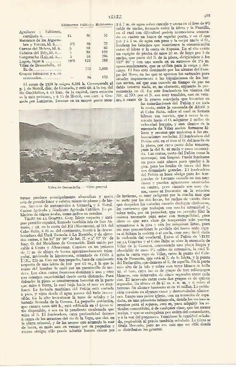 LAMINA ESPASA 17418: Vista de Velez de Benandalla Granada