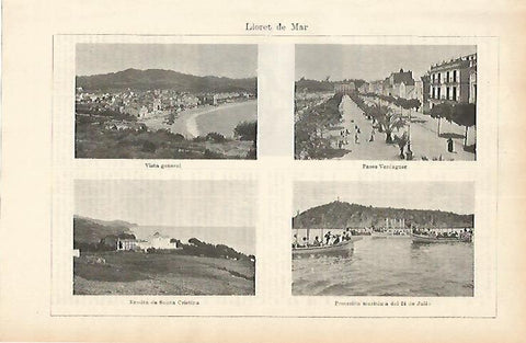 LAMINA ESPASA 1751: Vistas de Lloret de Mar Girona