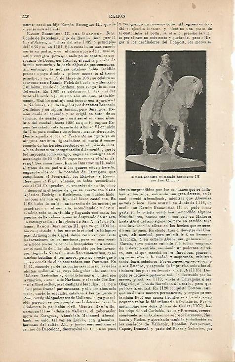 LAMINA ESPASA 5043: Estatua de Ramon Berenguer II por Llimona
