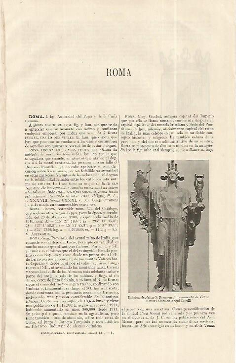 LAMINA ESPASA 19162: Estatua alegorica de Roma