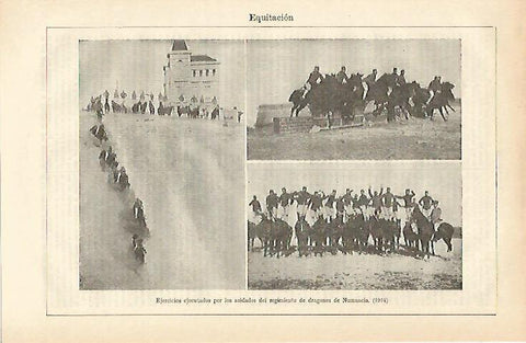 LAMINA ESPASA 16524: Regimiento de dragones de Numancia en 1914