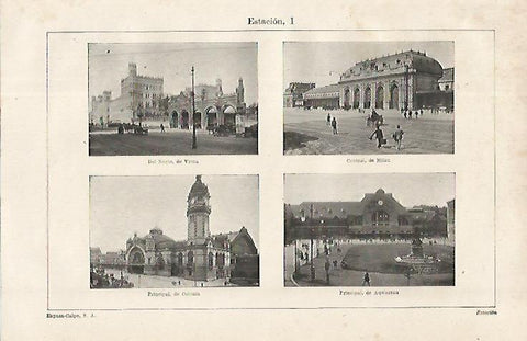 LAMINA ESPASA 16294: Estacion de Viena de Milan De Colonia y de Aquisgran