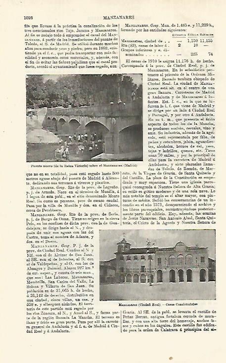 LAMINA ESPASA 18681: Puente nuevo sobre el Manzanares Madrid