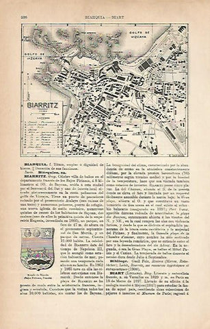 LAMINA ESPASA 22222: Plano y escudo de Biarritz