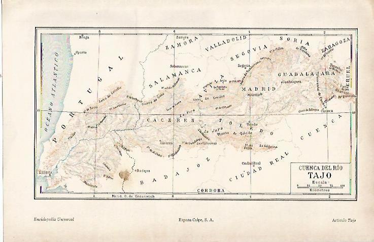 LAMINA ESPASA 22668: Mapa de la cuenca del Tajo