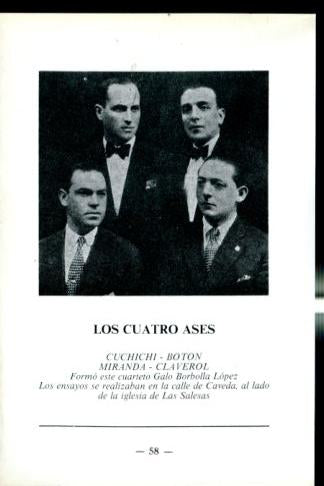 Artistas de la cancion asturiana: lamina 04: Los cuatro ases: Cucchihi - Boton - Miranda - Claverol