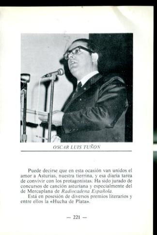 Artistas de la cancion asturiana: lamina 59: Oscar Luis Tuñon