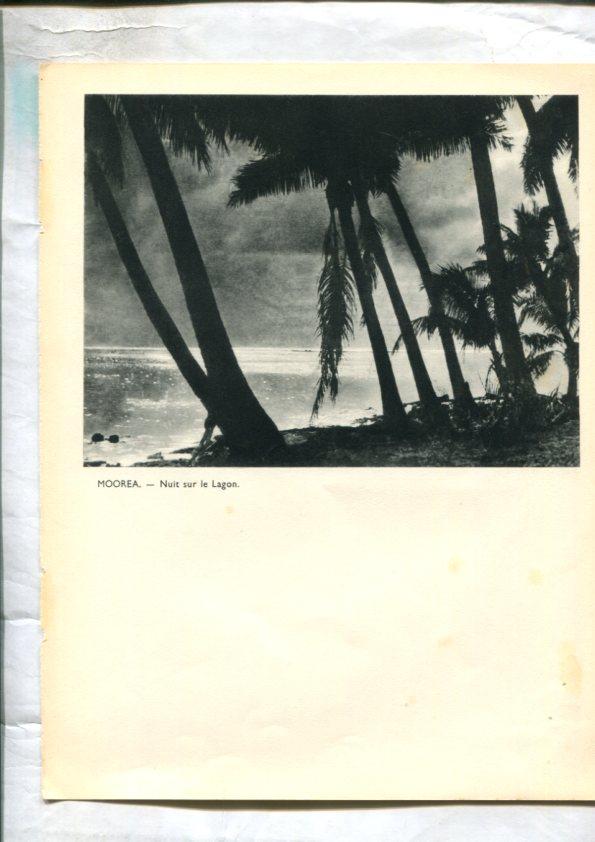 Tahiti: lamina 27: Moorea nuit sur le lagon y Coucher de soleil devant la passe de Papenoo