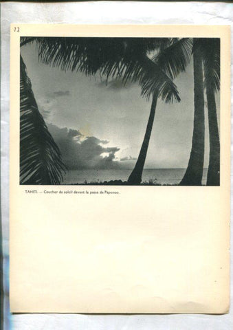 Tahiti: lamina 27: Moorea nuit sur le lagon y Coucher de soleil devant la passe de Papenoo
