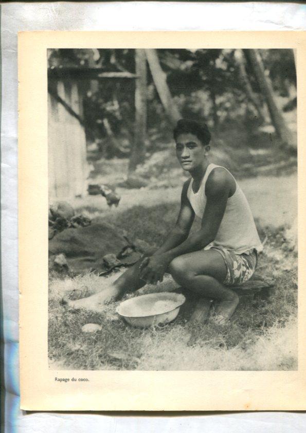 Tahiti: lamina 42: Rapage du coco y Le porc avant detre cuit a letouffe au four tahitien