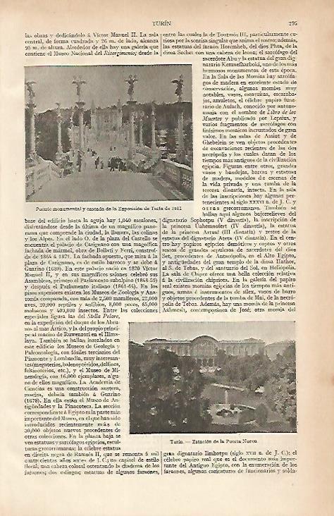 LAMINA ESPASA 12001: Exposicion de Turin de 1911