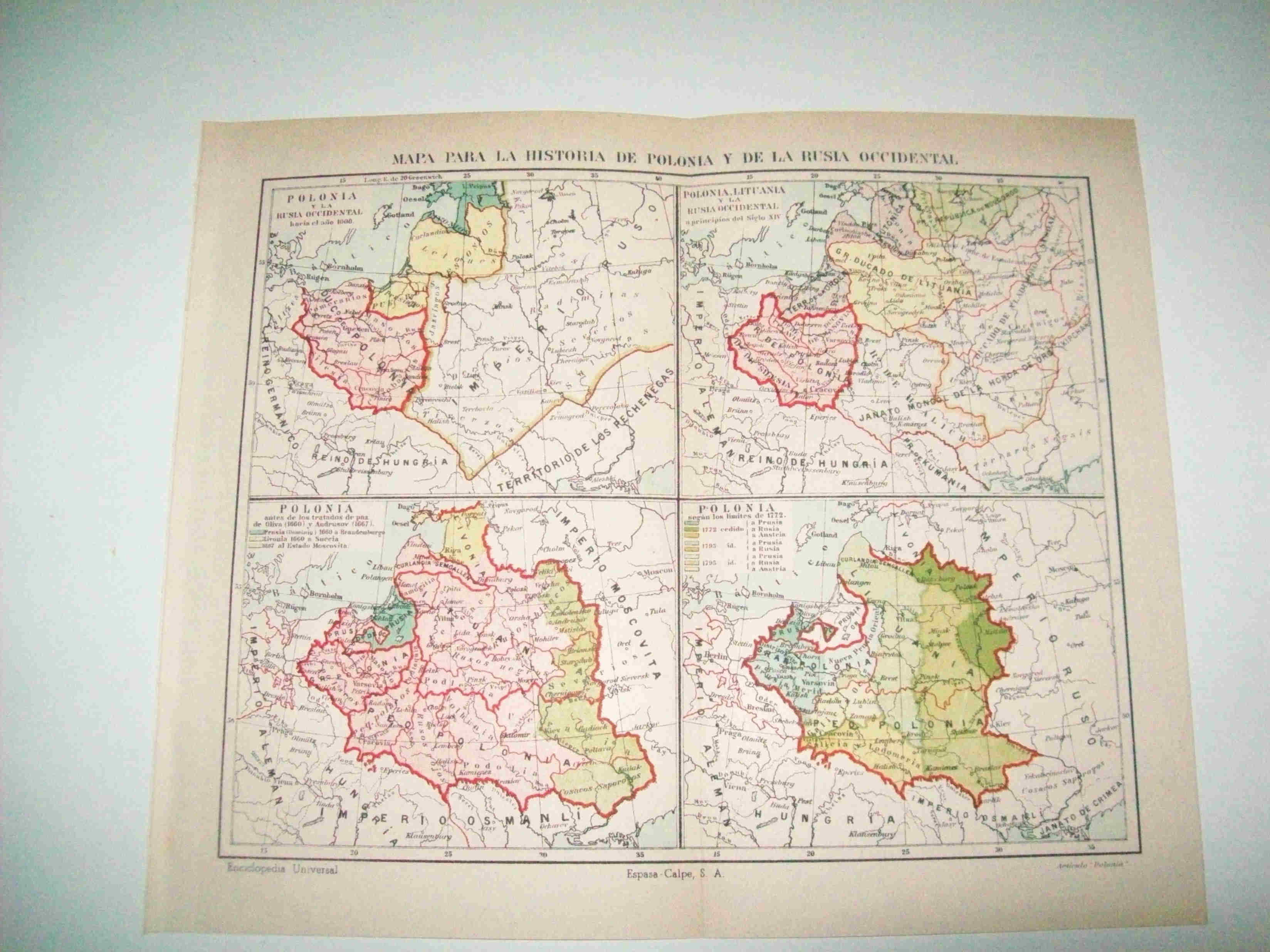 LAMINA ESPASA 15180: Mapas historicos de Polonia