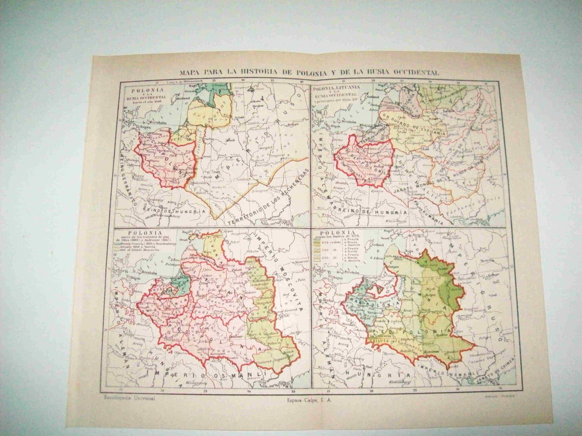 LAMINA ESPASA 15180: Mapas historicos de Polonia