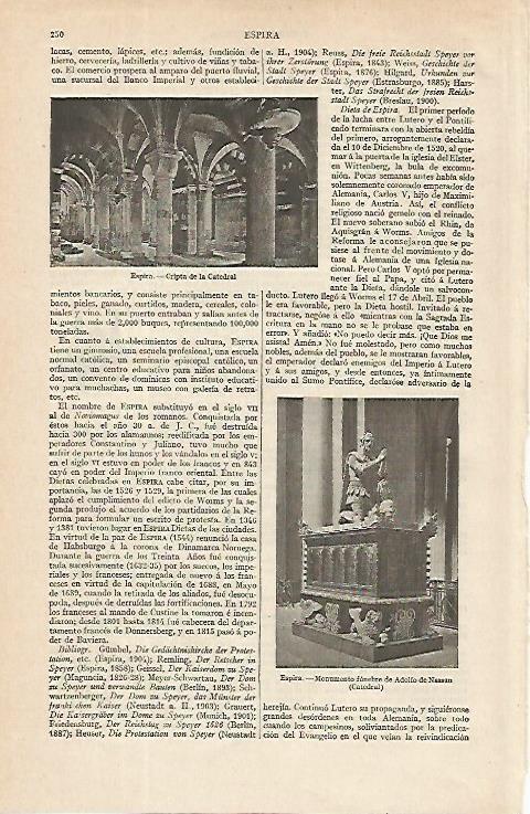 LAMINA ESPASA Alemania 16263: Interior de la Catedral de Espira Alemania