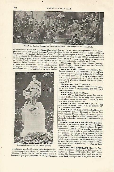 LAMINA ESPASA 18540: Estatua de Hans Makart en Viena