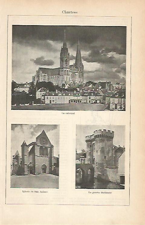 LAMINA ESPASA 1904: Vistas de Chartres Francia