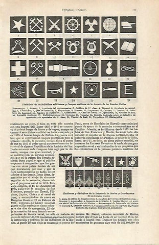 LAMINA ESPASA 16338: Distintivos de la Armada de Estados Unidos