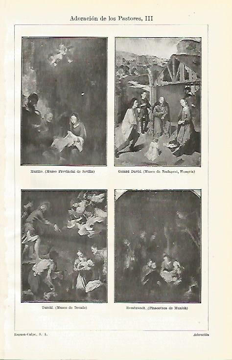 LAMINA ESPASA 8104: Adoracion de los Pastores por MurilloDavid Turchi y Rembrandt