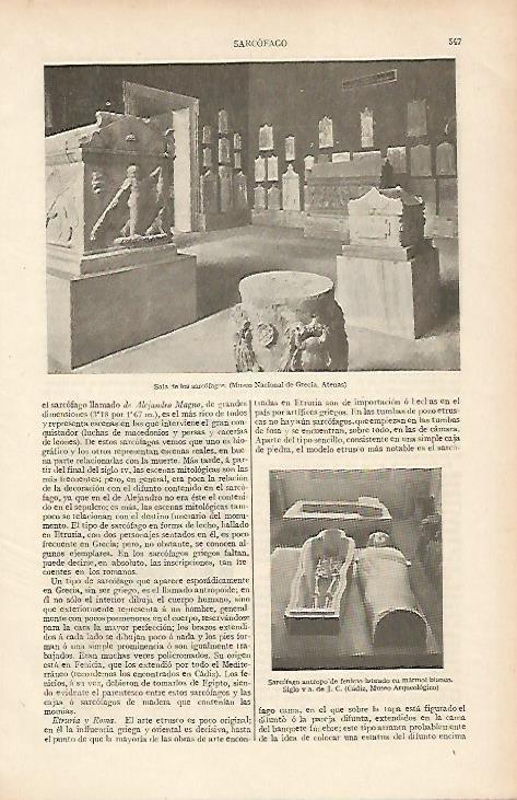 LAMINA ESPASA 19533: Sala de los Sarcofagos del Museo Nacional de Atenas