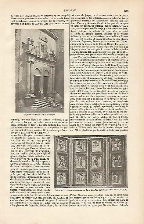 LAMINA ESPASA 19670: Puerta de la Catedral de Segorbe