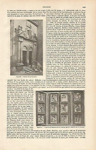 LAMINA ESPASA 19670: Puerta de la Catedral de Segorbe