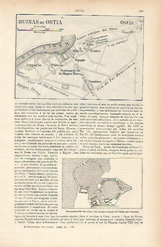 LAMINA ESPASA 7650: Plano de las ruinas de Ostia Italia