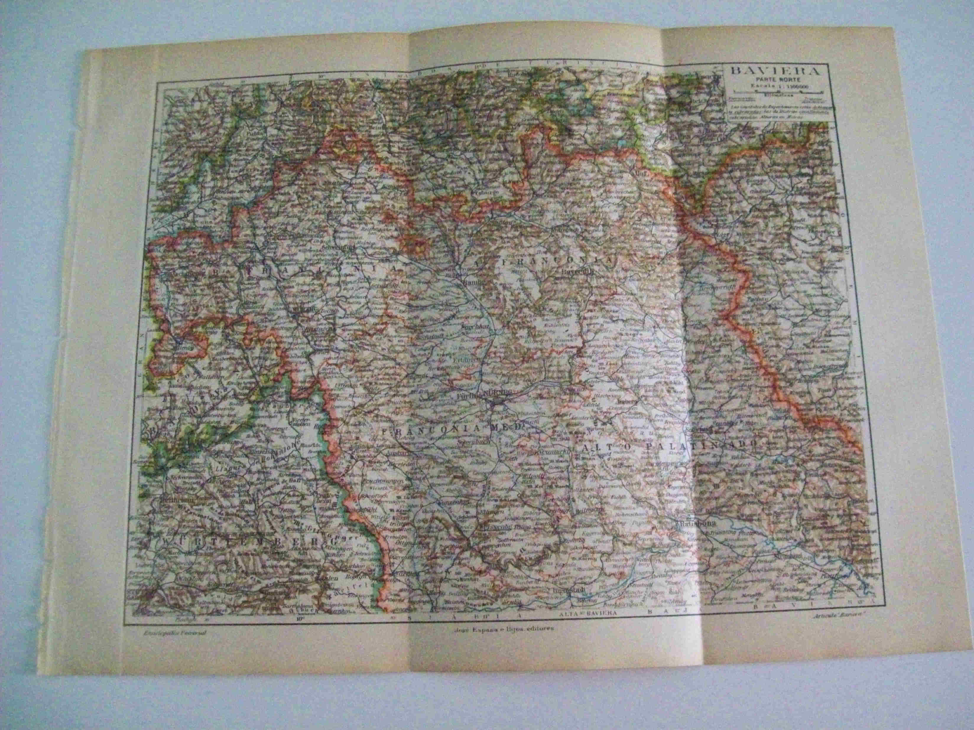 LAMINA ESPASA 9845: Mapa de Baviera parte norte