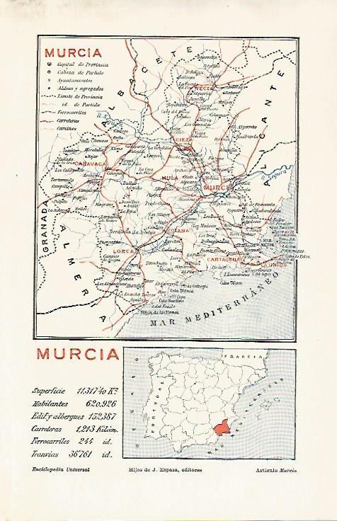 LAMINA ESPASA 11535: Mapa de la provincia de Murcia