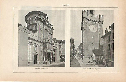 LAMINA ESPASA 11655: Vistas de Brescia Italia
