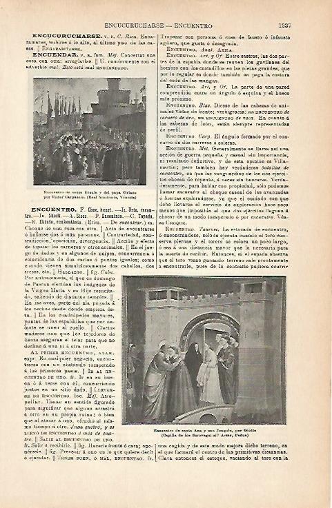 LAMINA ESPASA 6921: Encuentro de Santa Ursula y el Papa Ciriaco por Caarpaccio. Encuentro de Santa Ana y San Joaquin por Giotto