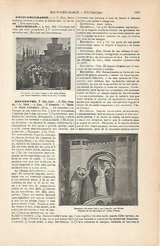 LAMINA ESPASA 6921: Encuentro de Santa Ursula y el Papa Ciriaco por Caarpaccio. Encuentro de Santa Ana y San Joaquin por Giotto