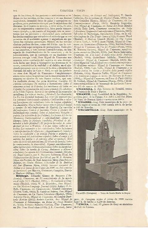 LAMINA ESPASA 22426: Torre de Santa Maria la Mayor en Uncastillo Zaragoza