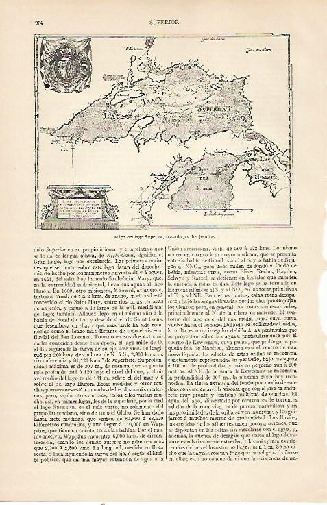 LAMINA ESPASA 22585: Mapa del Lago Superior