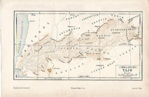 LAMINA ESPASA 22869: Mapa de la cuenca del Tajo