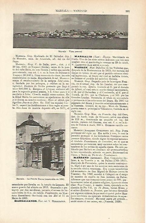LAMINA ESPASA 1109: Vistas de Marsala Italia