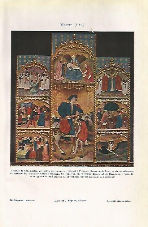 LAMINA ESPASA 1126: Retablo de San Martin Barcelona