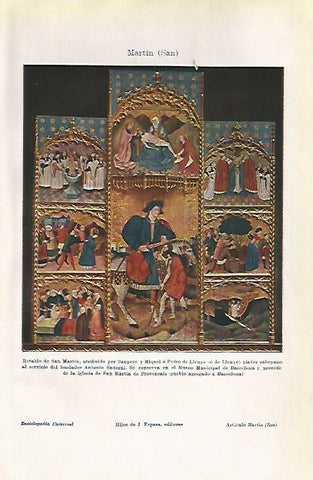 LAMINA ESPASA 1126: Retablo de San Martin Barcelona