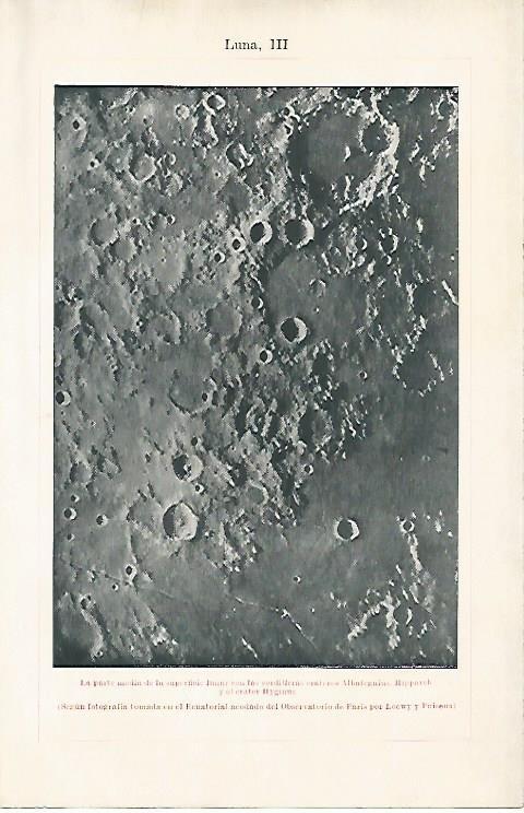 LAMINA ESPASA 1784: Parte media de la superficie de la Luna
