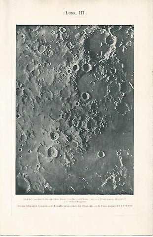 LAMINA ESPASA 1784: Parte media de la superficie de la Luna