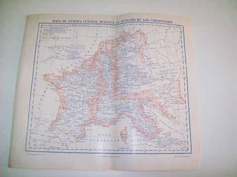 LAMINA ESPASA 4329: Mapa de Europa central durante los carlovingios
