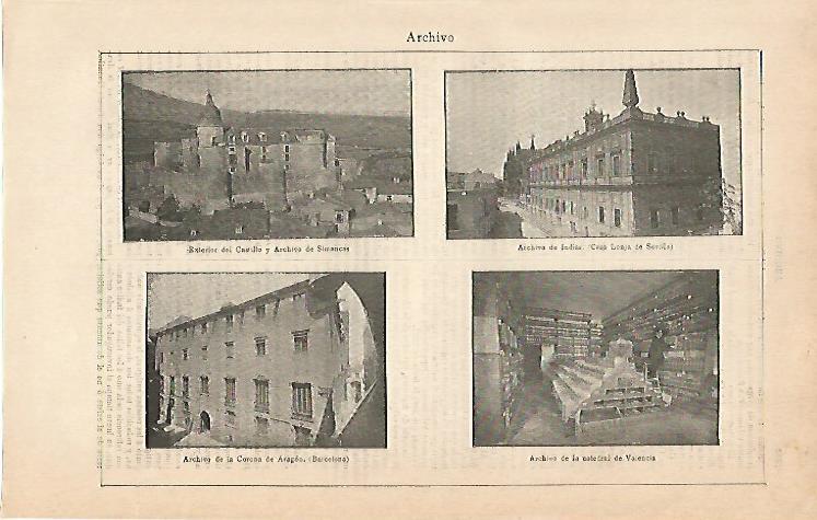 LAMINA ESPASA 7119: Archivo de Simancas Archivo de Indias Archivo de la Corona de Aragon y Archivo de la Catedral de Valencia