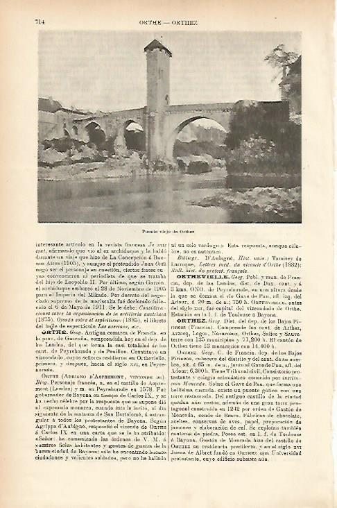 LAMINA ESPASA 7686: Puente viejo de Orthez Francia