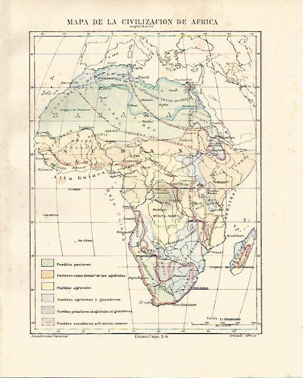 LAMINA ESPASA 12586: Mapa de la civilizacion de Africa