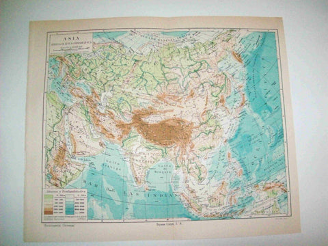 LAMINA ESPASA 12889: Mapa fisico de Asia